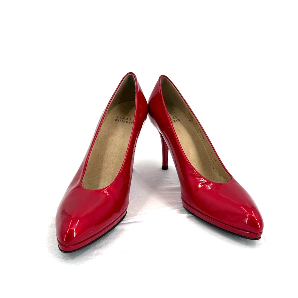Stuart Weitzman Red Patent Leather Pumps Heels Women's Size 7M Pointed Toe